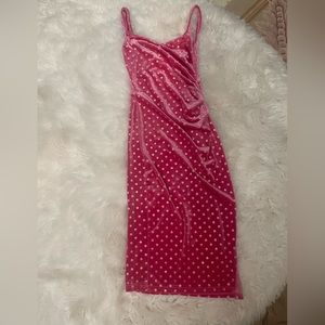 HOT PINK Velour Barbie bodycon dress with slit size 0-2